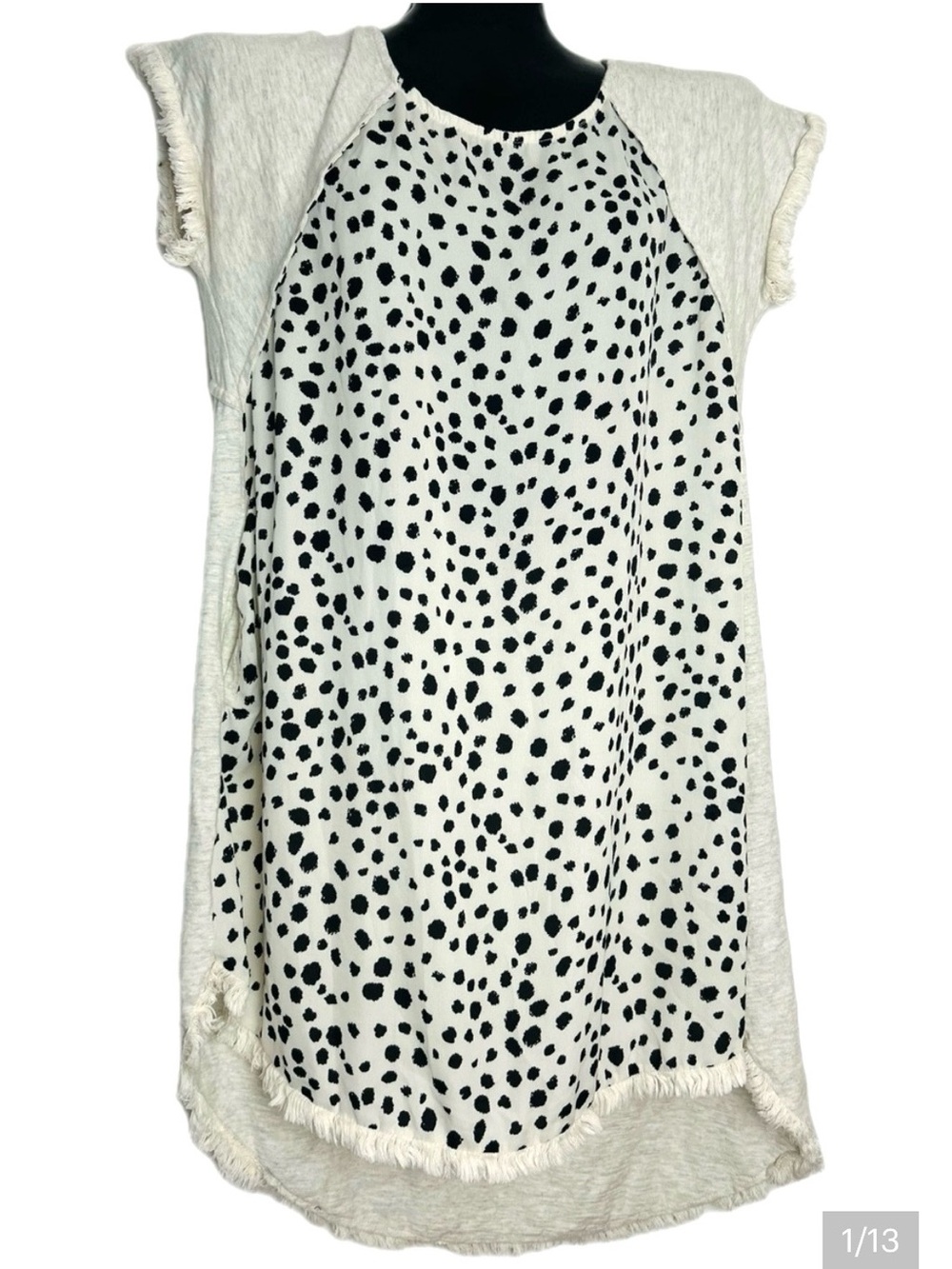 Umgee Cream Tunic with Black Dalmatian Spot Panel